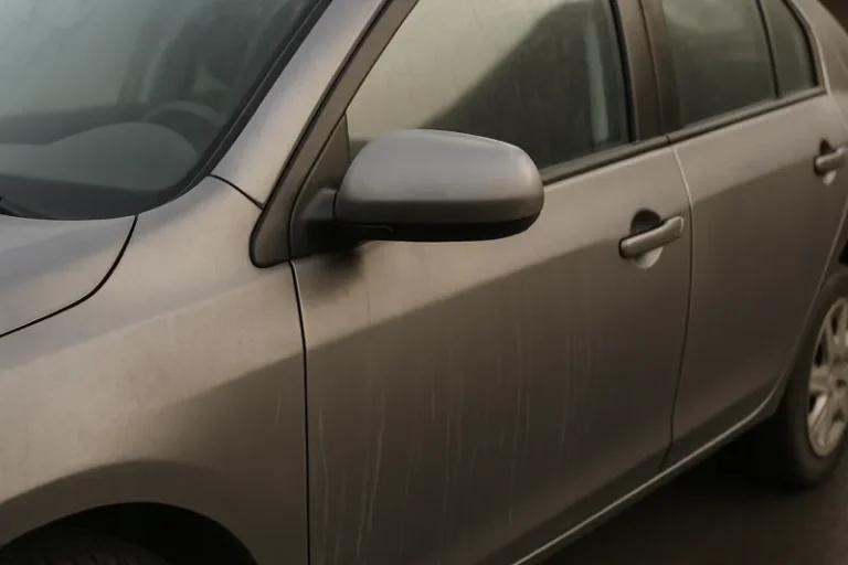 Close-up of a clean but dull-looking car exterior after washing, illustrating why a car still looks dirty after washing despite regular cleaning.