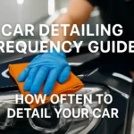 Clean car in driveway after detailing, illustrating car detailing frequency guide
