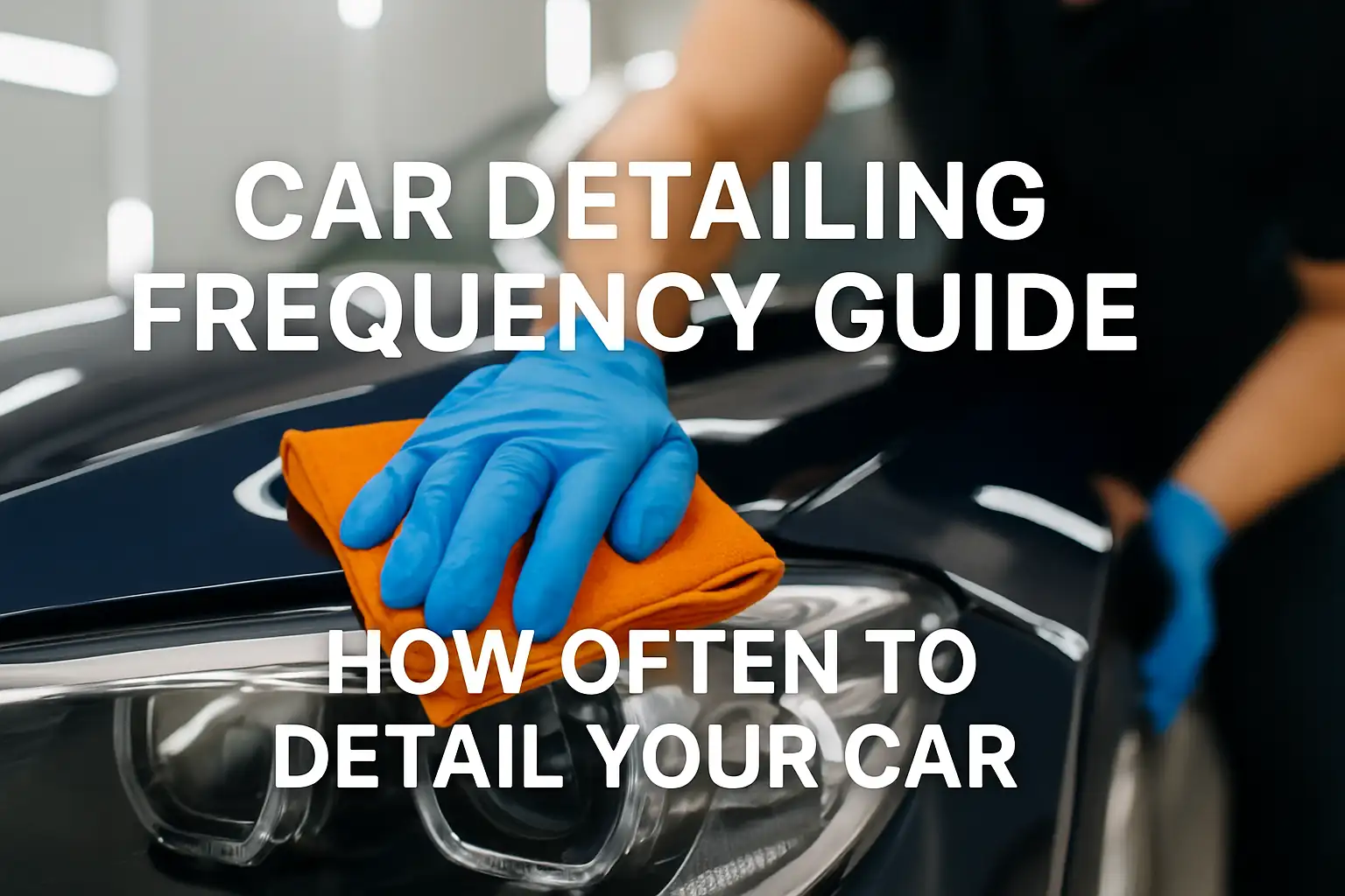 Clean car in driveway after detailing, illustrating car detailing frequency guide
